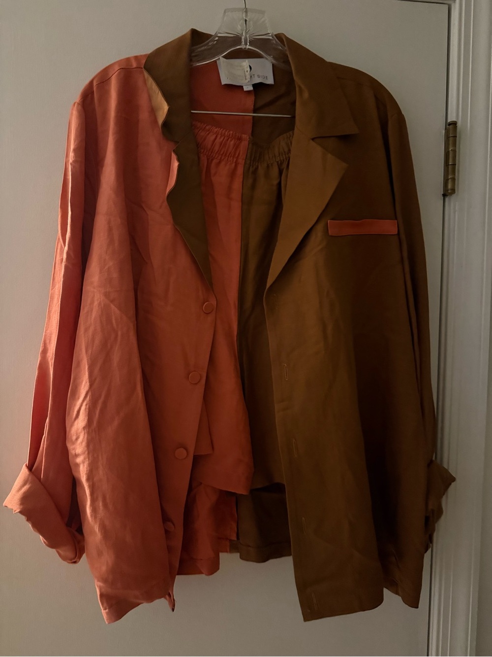 Two-Tone Rust and Brown Relaxed Blazer 2 piece set super cute NW